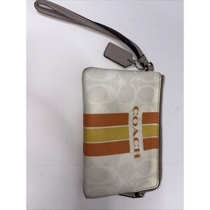 Coach‎ Varsity Orange and Yellow Striped Wristlet